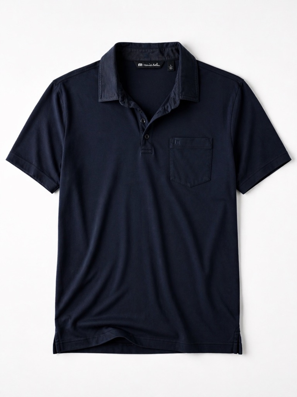 Travis Mathew Men's Navy Blue Polo with Chest Pocket
